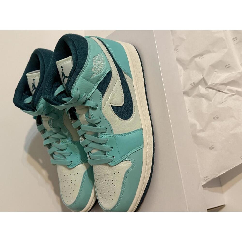 Jordan 1 Mid SE Chenille Bleached Turquoise Teal Aqua Womens 9.5 NWT Box - Picture 8 of 12